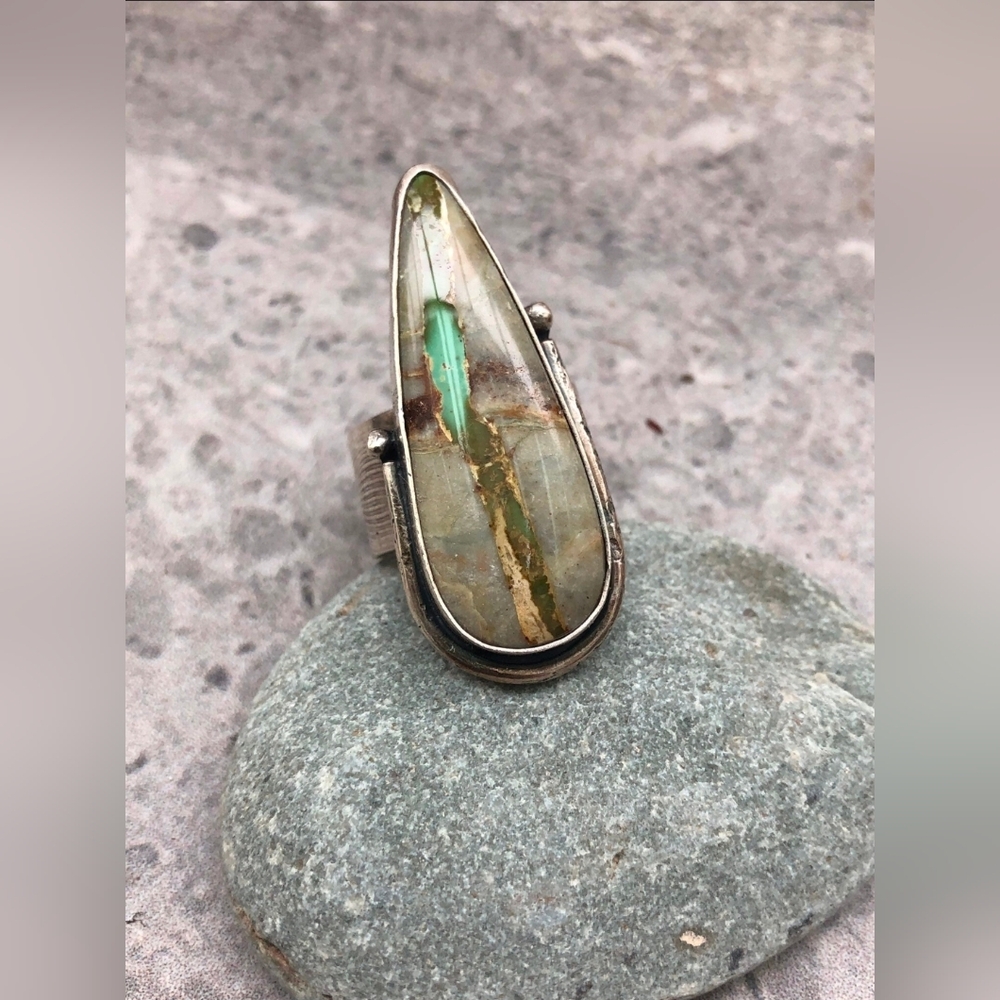 Talon Ring Royston Ribbon Turquoise 925 Silver Handcrafted by PersimmonPearl 17g - Picture 5 of 6